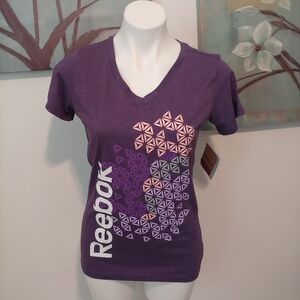 NWT Reebok purple vneck short sleeve shirt